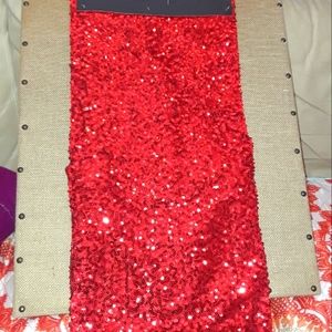 Tahari red  table runner Sequins. New. Reduced to $30